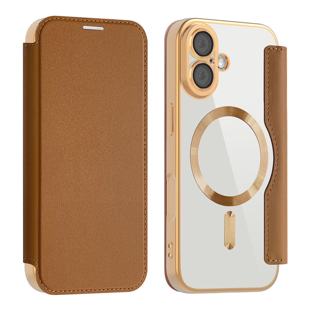 Husa de protectie Techsuit SmartMag Book compatibil cu iPhone 17, Maro