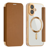 Husa de protectie Techsuit SmartMag Book compatibil cu iPhone 17, Maro