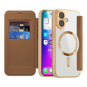 Husa de protectie Techsuit SmartMag Book compatibil cu iPhone 17, Maro