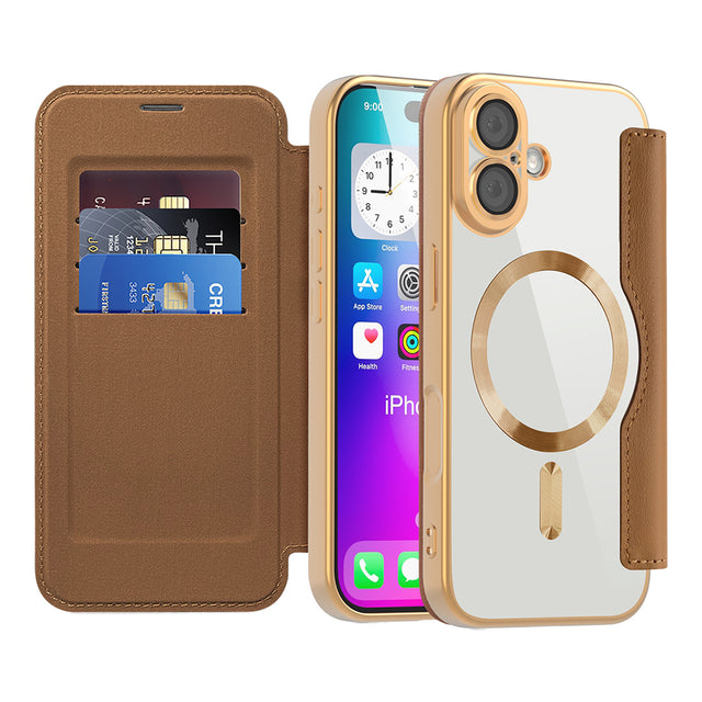 Husa de protectie Techsuit SmartMag Book compatibil cu iPhone 17, Maro