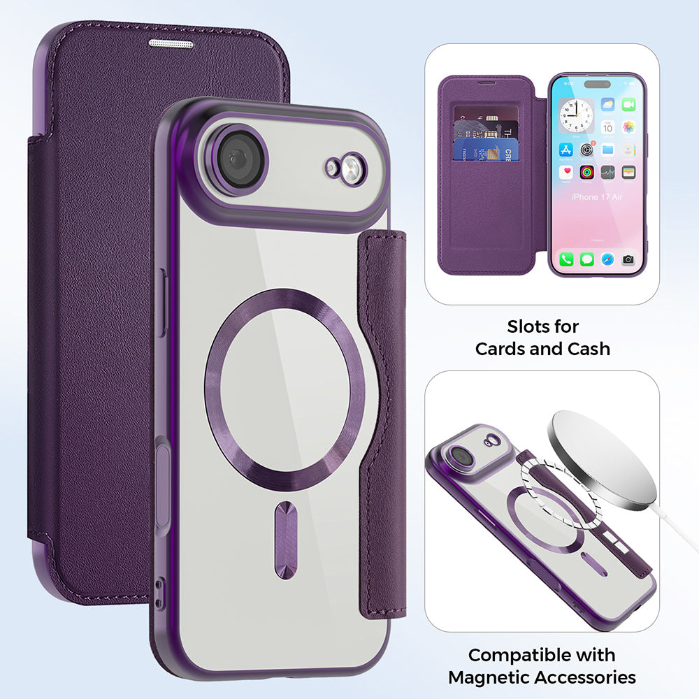 Husa de protectie Techsuit SmartMag Book compatibil cu iPhone 17 Air, Mov