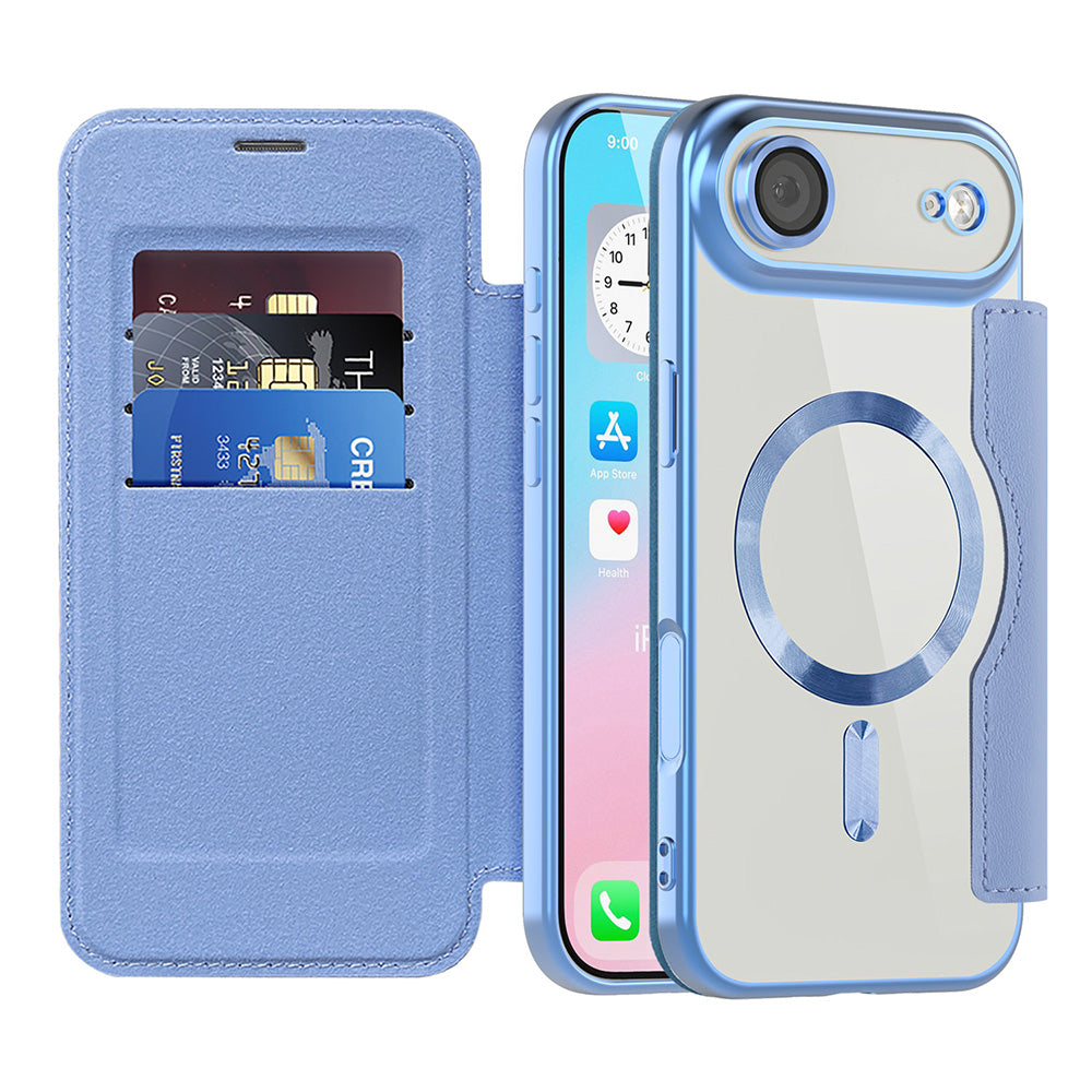 Husa de protectie Techsuit SmartMag Book compatibil cu iPhone 17 Air, Albastru Deschis