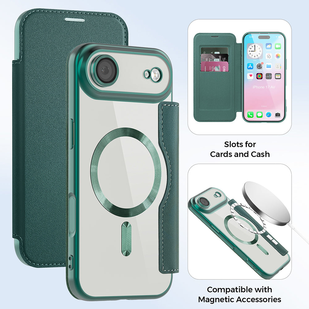 Husa de protectie Techsuit SmartMag Book compatibil cu iPhone 17 Air, Verde