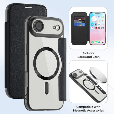 Husa de protectie Techsuit SmartMag Book compatibil cu iPhone 17 Air, Negru