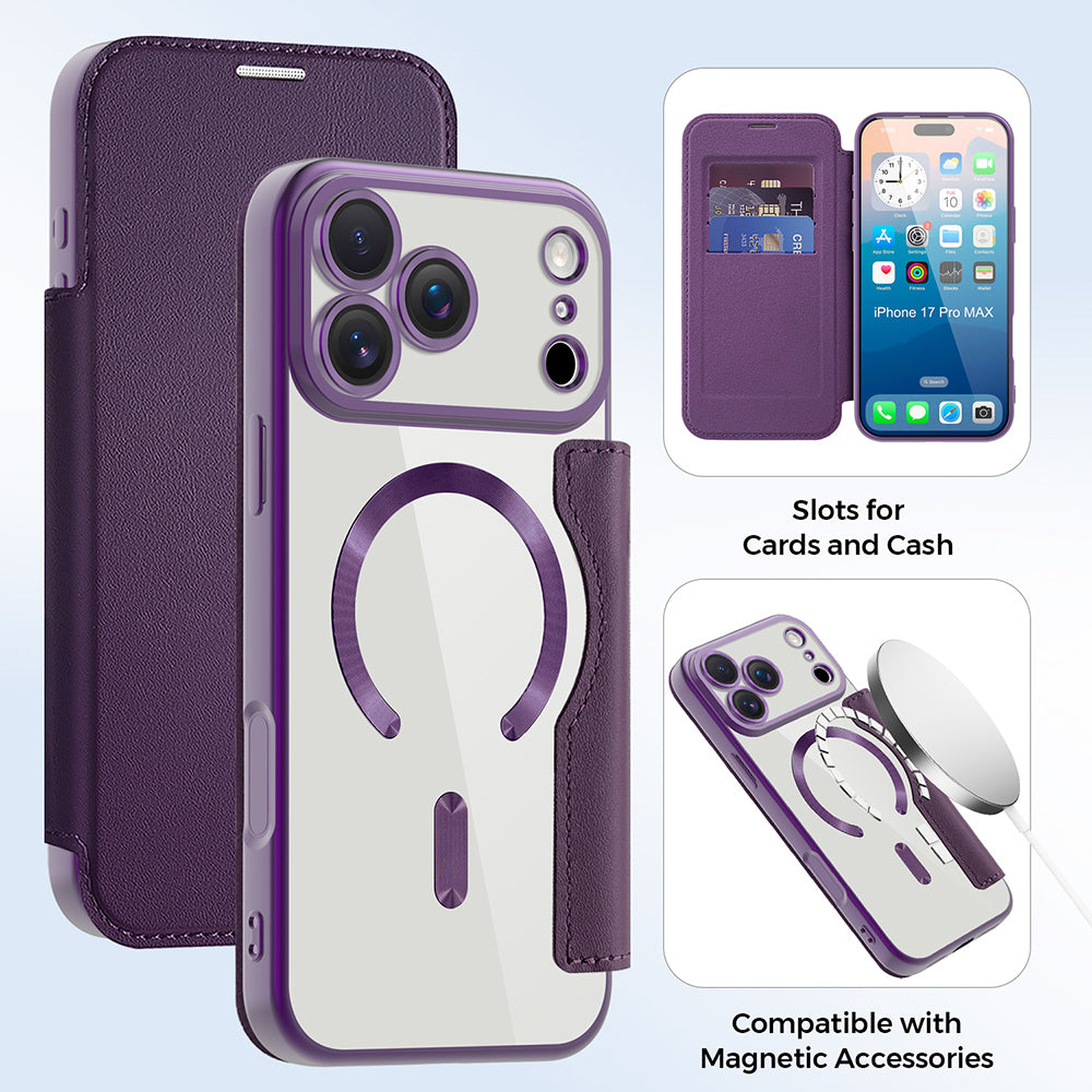 Husa de protectie Techsuit SmartMag Book compatibil cu iPhone 17 Pro Max, Mov