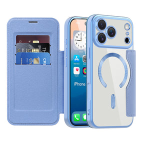 Husa de protectie Techsuit SmartMag Book compatibil cu iPhone 17 Pro Max, Albastru Deschis