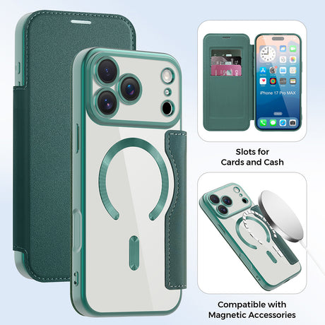 Husa de protectie Techsuit SmartMag Book compatibil cu iPhone 17 Pro Max, Verde