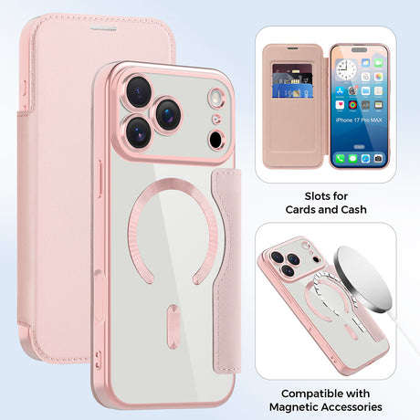 Husa de protectie Techsuit SmartMag Book compatibil cu iPhone 17 Pro Max, Roz