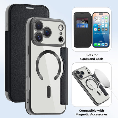 Husa de protectie Techsuit SmartMag Book compatibil cu iPhone 17 Pro Max, Negru