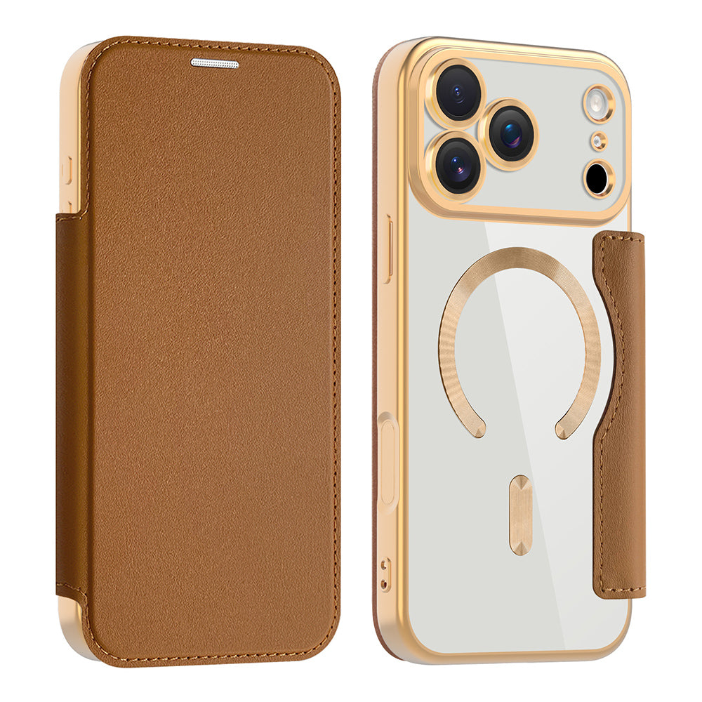 Husa de protectie Techsuit SmartMag Book compatibil cu iPhone 17 Pro, Maro