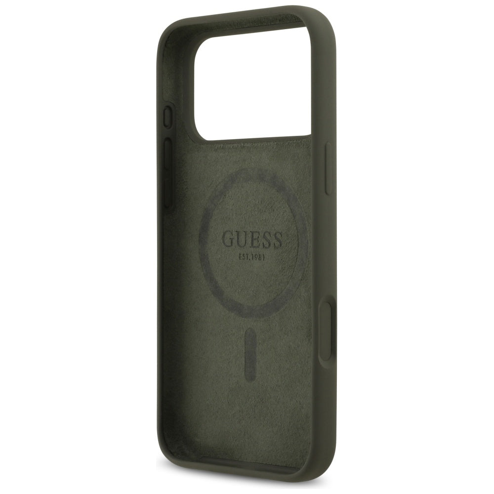 Husa de protectie Guess Silicone Triangle Logo MagSafe (GUHMP17XSCTRLMA) compatibil cu iPhone 17 Pro Max, Kaki