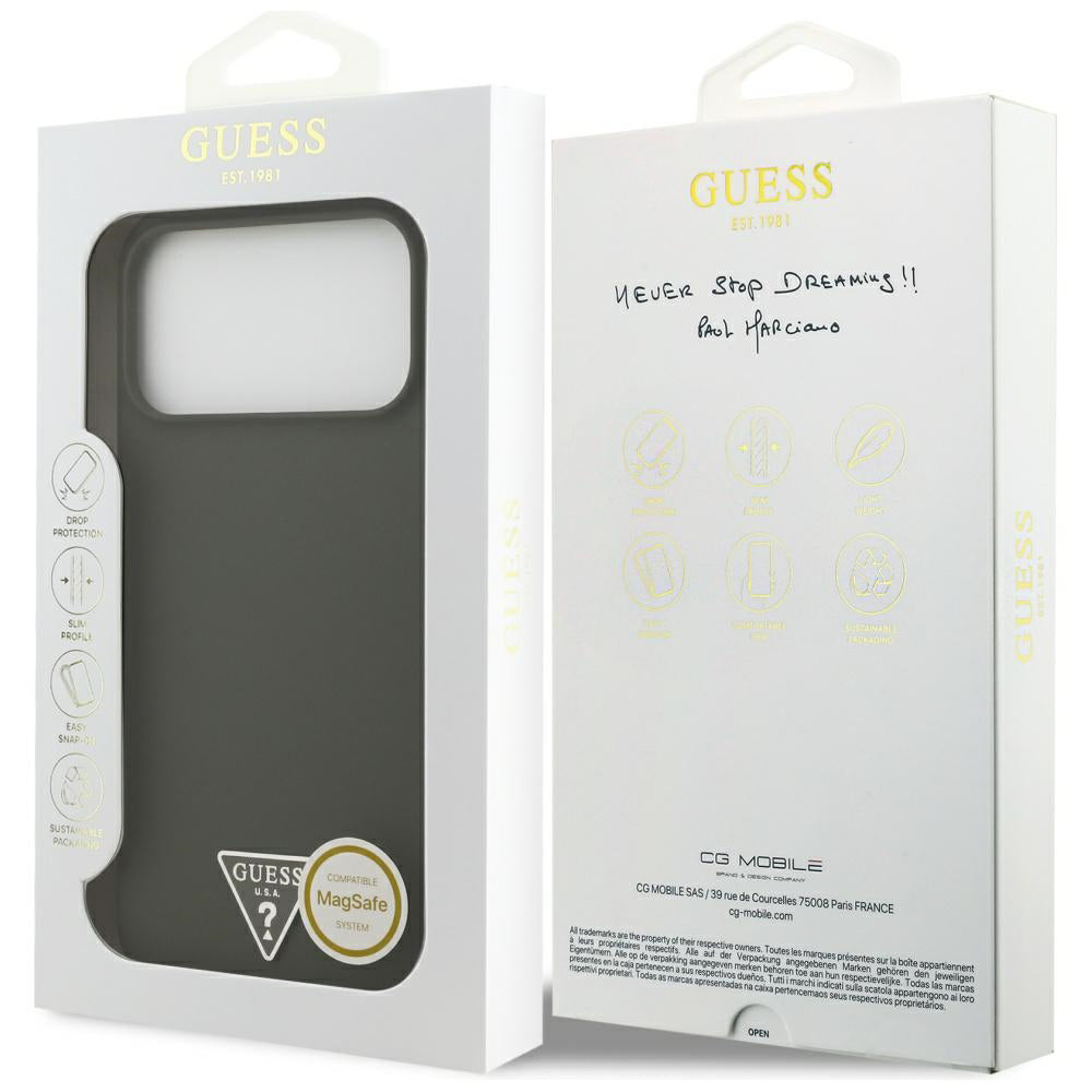 Husa de protectie Guess Silicone Triangle Logo MagSafe (GUHMP17XSCTRLMA) compatibil cu iPhone 17 Pro Max, Kaki