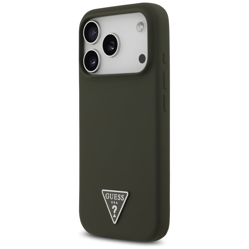 Husa de protectie Guess Silicone Triangle Logo MagSafe (GUHMP17LSCTRLMA) compatibil cu iPhone 17 Pro, Kaki