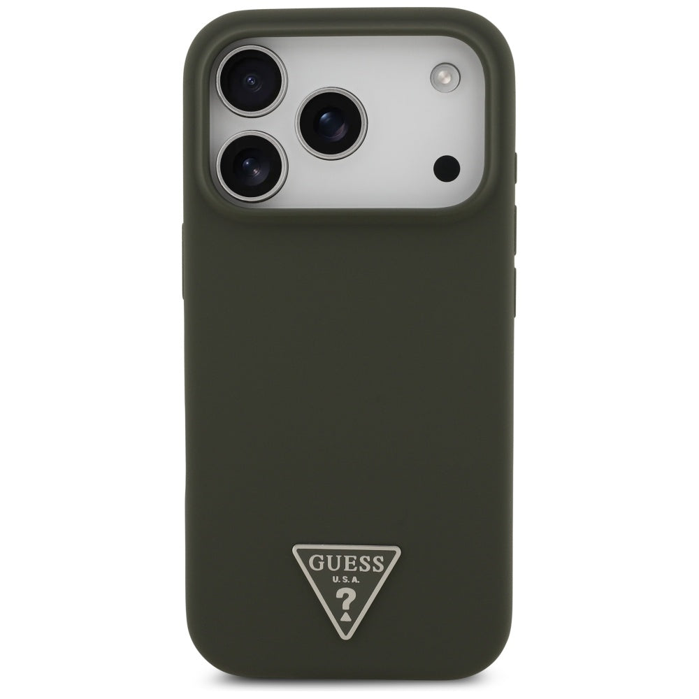 Husa de protectie Guess Silicone Triangle Logo MagSafe (GUHMP17LSCTRLMA) compatibil cu iPhone 17 Pro, Kaki