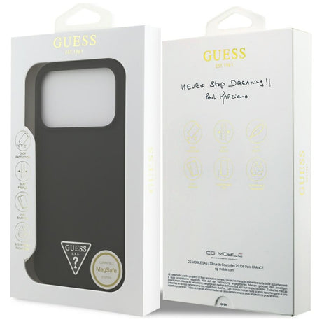 Husa de protectie Guess Silicone Triangle Logo MagSafe (GUHMP17XSCTRLMK) compatibil cu iPhone 17 Pro Max, Negru