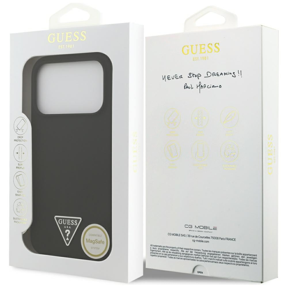 Husa de protectie Guess Silicone Triangle Logo MagSafe (GUHMP17LSCTRLMK) compatibil cu iPhone 17 Pro, Negru