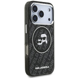 Husa de protectie Karl Lagerfeld Glitter MagSafe (KLHMP17LHMKBKCHOK) compatibil cu iPhone 17 Pro, Negru Karl&Choupette Head