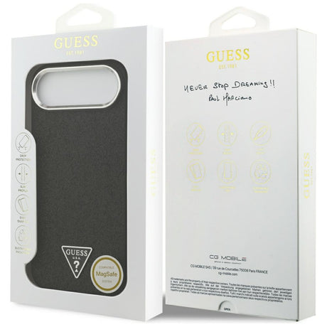 Husa de protectie Guess Glitter Triangle Logo MagSafe (GUHMP17MPFGTSCMK) compatibil cu iPhone 17 Air, Negru