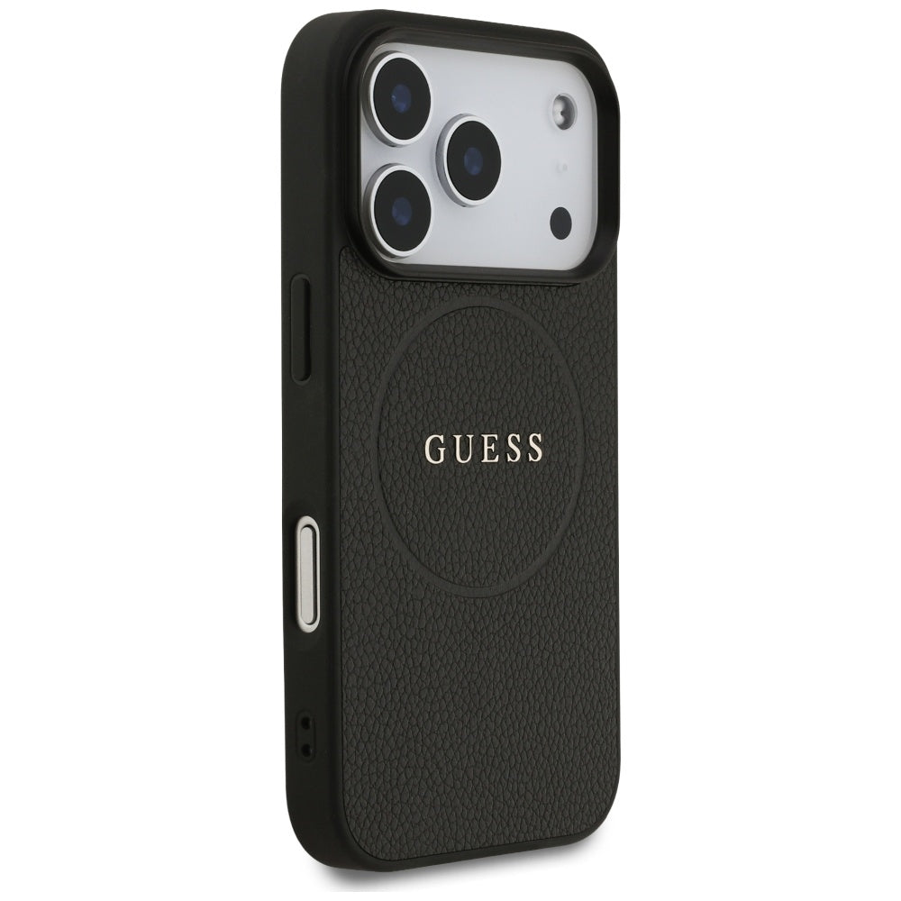 Husa de protectie Guess Grained Gold Ring MagSafe (GUHMP17XPGHSMMK) compatibil cu iPhone 17 Pro Max, Negru