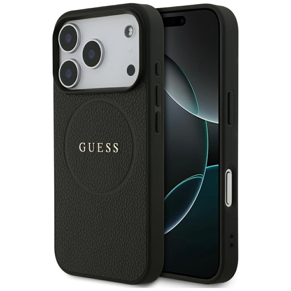 Husa de protectie Guess Grained Gold Ring MagSafe (GUHMP17XPGHSMMK) compatibil cu iPhone 17 Pro Max, Negru