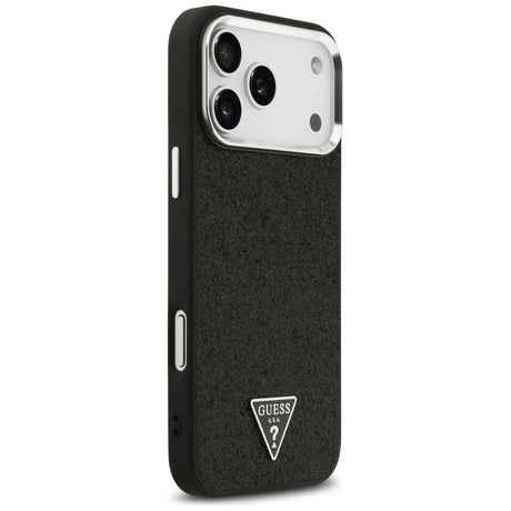 Husa de protectie Guess Glitter Triangle Logo MagSafe (GUHMP17XPFGTSCMK) compatibil cu iPhone 17 Pro Max, Negru