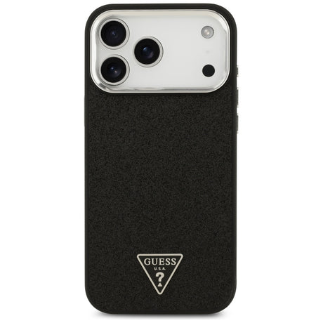 Husa de protectie Guess Glitter Triangle Logo MagSafe (GUHMP17XPFGTSCMK) compatibil cu iPhone 17 Pro Max, Negru