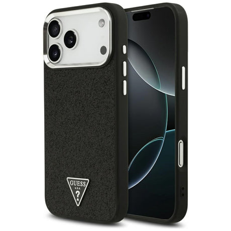 Husa de protectie Guess Glitter Triangle Logo MagSafe (GUHMP17XPFGTSCMK) compatibil cu iPhone 17 Pro Max, Negru