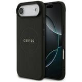 Husa de protectie Guess Grained Gold Ring MagSafe (GUHMP17MPGHSMMK) compatibil cu iPhone 17 Air, Negru
