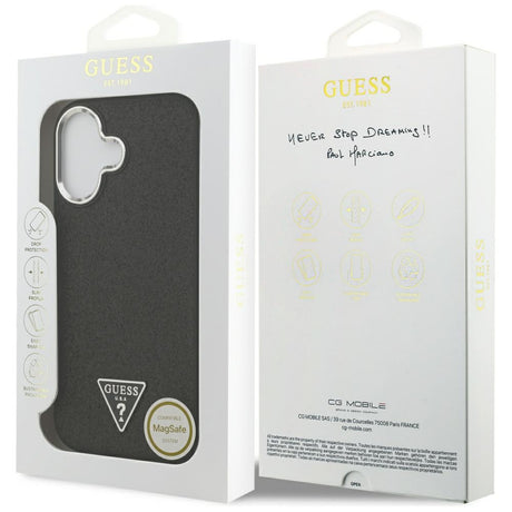 Husa de protectie Guess Glitter Triangle Logo MagSafe (GUHMP17SPFGTSCMK) compatibil cu iPhone 17, Negru