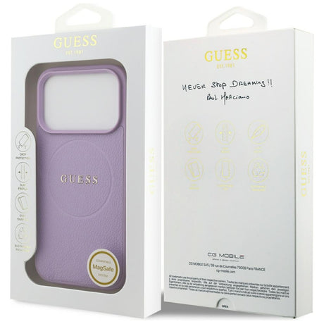 Husa de protectie Guess Grained Gold Ring MagSafe (GUHMP17LPGHSMMU) compatibil cu iPhone 17 Pro, Mov