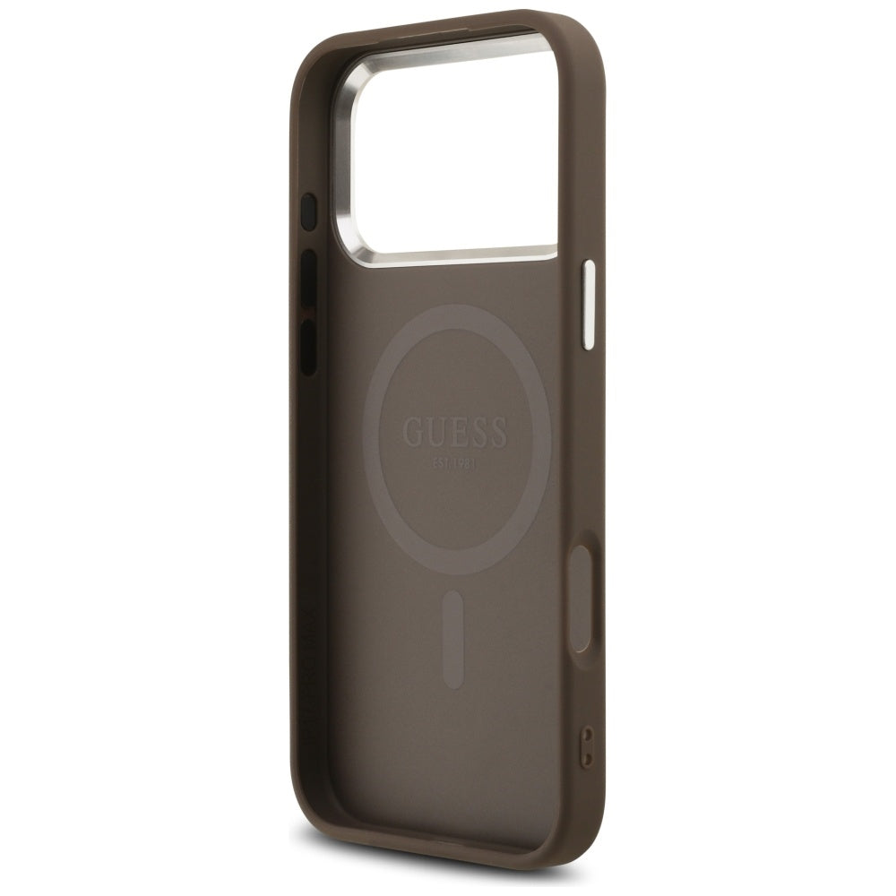 Husa de protectie Guess Hardcase 4G Triangle Logo MagSafe (GUHMP17XP4TSRCMW) compatibil cu iPhone 17 Pro Max, Maro