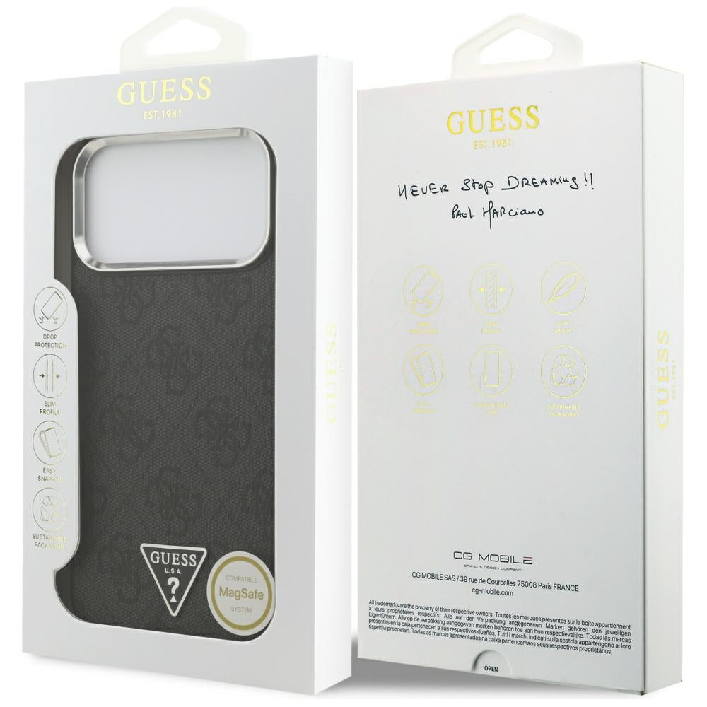 Husa de protectie Guess Hardcase 4G Triangle Logo MagSafe (GUHMP17XP4TSRCMK) compatibil cu iPhone 17 Pro Max, Negru