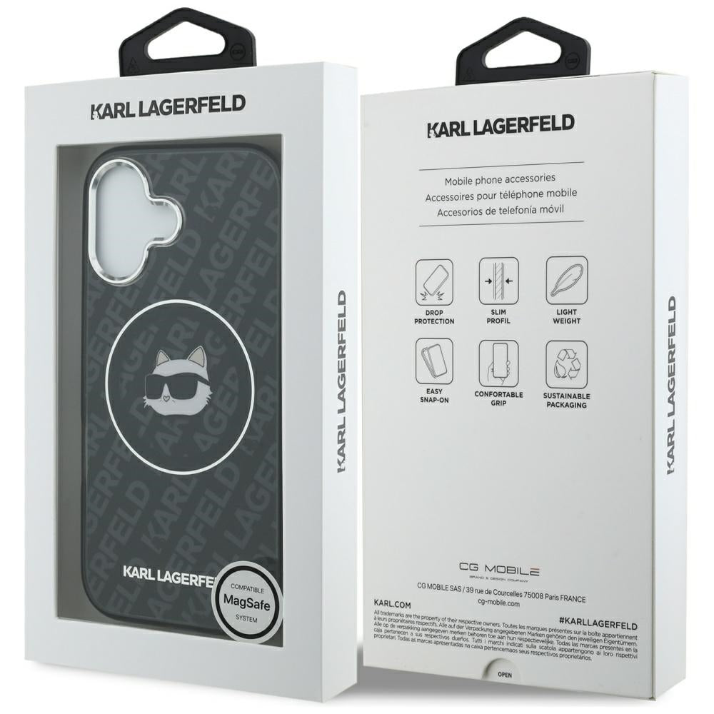 Husa de protectie Karl Lagerfeld IML MagSafe (KLHMP17SHMKBCHOK) compatibil cu iPhone 17, Negru Choupette`S Head