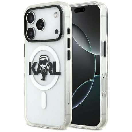 Husă Karl Lagerfeld IML MagSafe Sketch Logo pentru iPhone 17 Pro / iPhone 18 Pro, transparentă