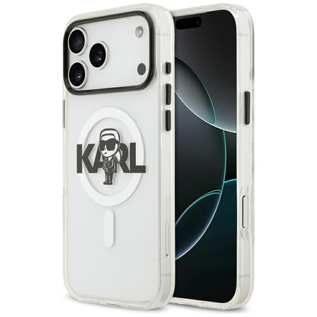 Husa de protectie Karl Lagerfeld IML MagSafe Sketch Logo (KLHMP17XHGKIGKBT) compatibil cu iPhone 17 Pro Max, Transparent Karl