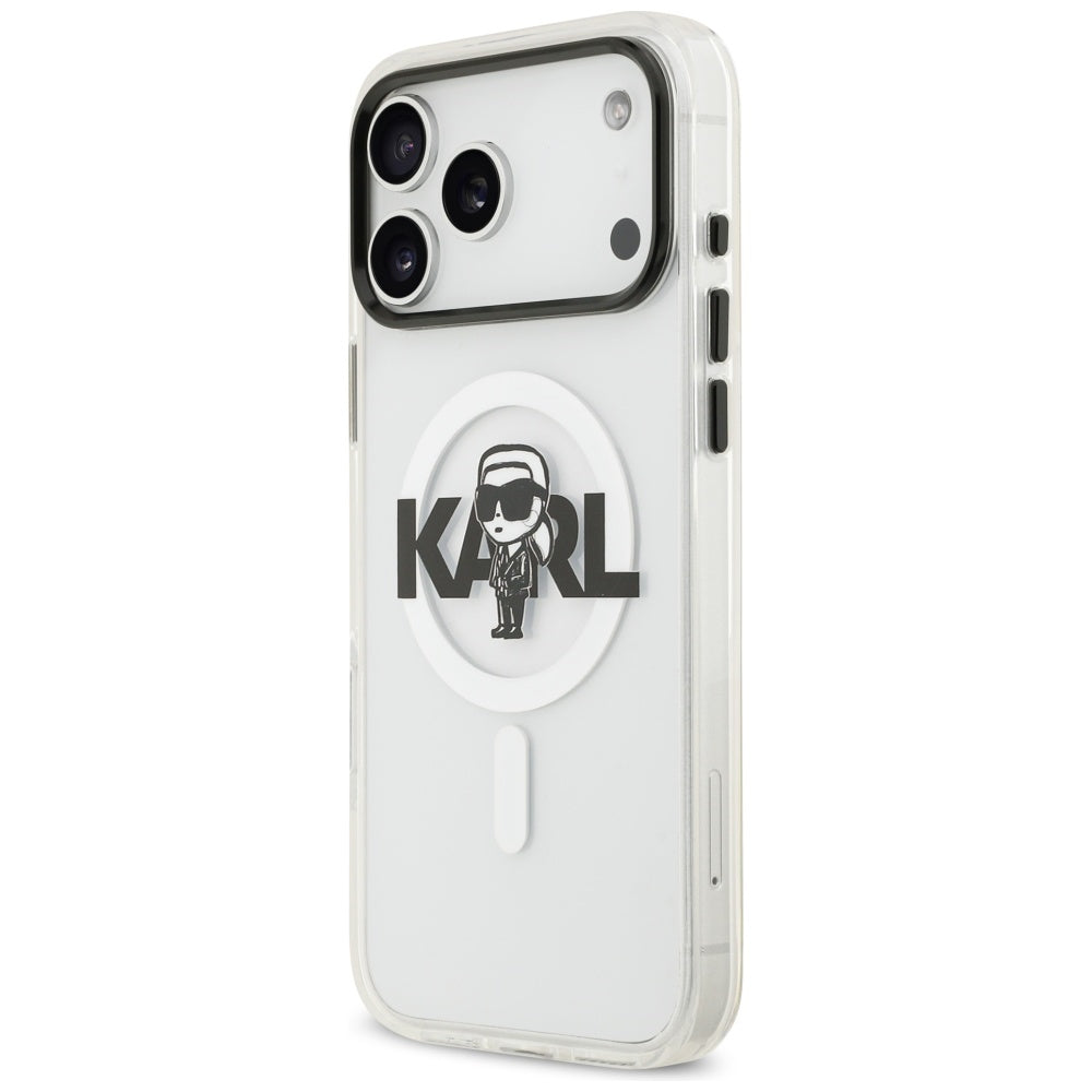 Husa de protectie Karl Lagerfeld IML MagSafe Sketch Logo (KLHMP17XHGKIGKBT) compatibil cu iPhone 17 Pro Max, Transparent Karl
