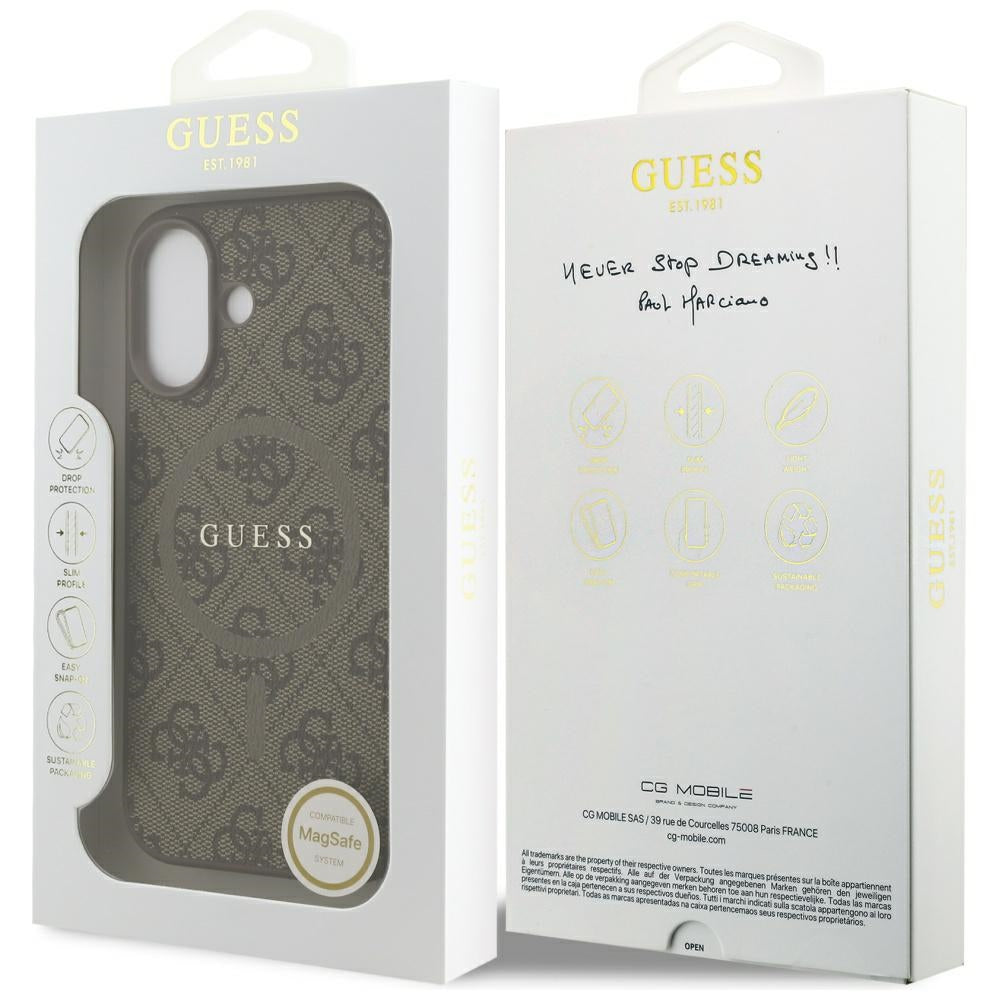 Husa de protectie Guess 4G Ring Classic Logo MagSafe (GUHMP17SG4GFRW) compatibil cu iPhone 17, Maro