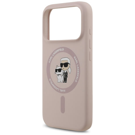 Husa de protectie Karl Lagerfeld Silicone Ring MagSafe (KLHMP17LSCMKCRHP) compatibil cu iPhone 17 Pro, Roz Karl&Choupette