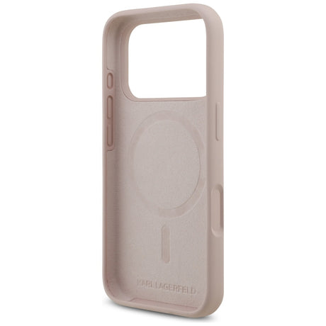 Husa de protectie Karl Lagerfeld Silicone Ring MagSafe (KLHMP17LSCMKCRHP) compatibil cu iPhone 17 Pro, Roz Karl&Choupette