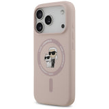 Husa de protectie Karl Lagerfeld Silicone Ring MagSafe (KLHMP17LSCMKCRHP) compatibil cu iPhone 17 Pro, Roz Karl&Choupette