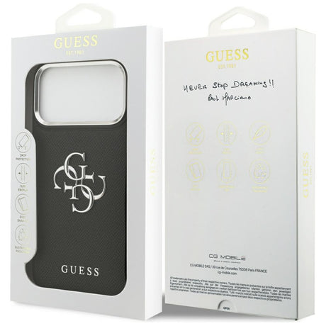 Husa de protectie Guess Hardcase 4G Grained Big and Classic Logo (GUHCP17LPG4SMCEK) compatibil cu iPhone 17 Pro, Negru