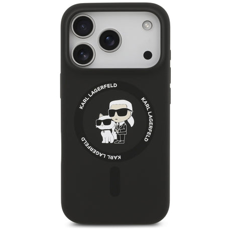Husa de protectie Karl Lagerfeld Silicone Ring MagSafe (KLHMP17LSCMKCRHK) compatibil cu iPhone 17 Pro, Negru Karl&Choupette