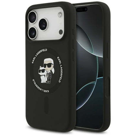 Husa de protectie Karl Lagerfeld Silicone Ring MagSafe (KLHMP17LSCMKCRHK) compatibil cu iPhone 17 Pro, Negru Karl&Choupette
