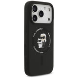 Husa de protectie Karl Lagerfeld Silicone Ring MagSafe (KLHMP17LSCMKCRHK) compatibil cu iPhone 17 Pro, Negru Karl&Choupette