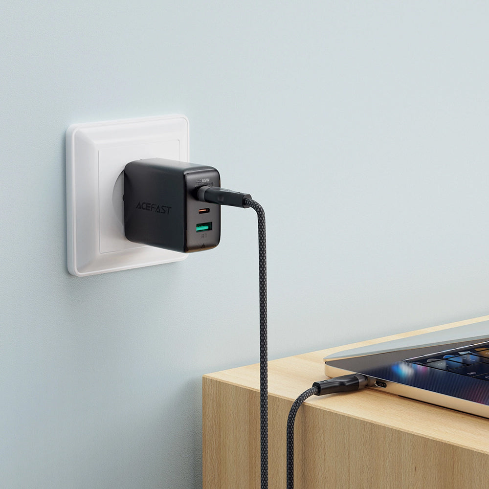 Cablu Acefast (C11-03), Magnetic Winding, Fast Charging, Type-C to Type-C, 60W, 3A, Adjustable Lenght, 1.2m, Negru