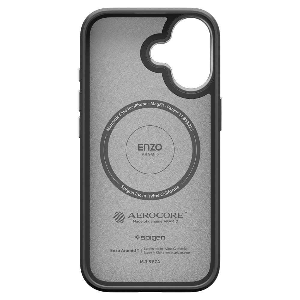 Husa de protectie Spigen Enzo Aramid "T" MagSafe (ACS09989) compatibil cu iPhone 17, Negru / Silver