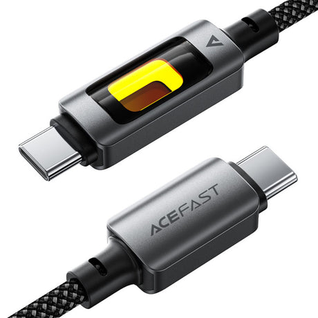 Cablu Acefast (C21-03), Fast Charge, Type-C to Type-C, 60W, 3A, Colorful Gradient Lighting Effect, 1.2m, Negru
