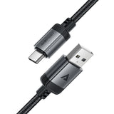 Cablu Acefast (C20-04), USB to Type-C, 3A, Fast Charging, Bend-Resistant, Nylon Braid, 1.2m, Negru