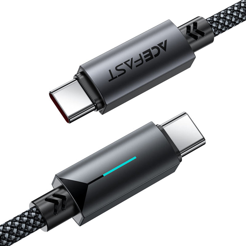 Cablu Acefast (C19-03), Type-C to Type-C, Fast Charging, 60W, 3A, Bend-Resistant, Nylon Braid, 1.2m, Negru
