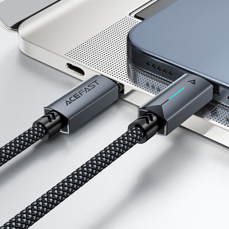 Cablu Acefast (C19-03), Type-C to Type-C, Fast Charging, 60W, 3A, Bend-Resistant, Nylon Braid, 1.2m, Negru